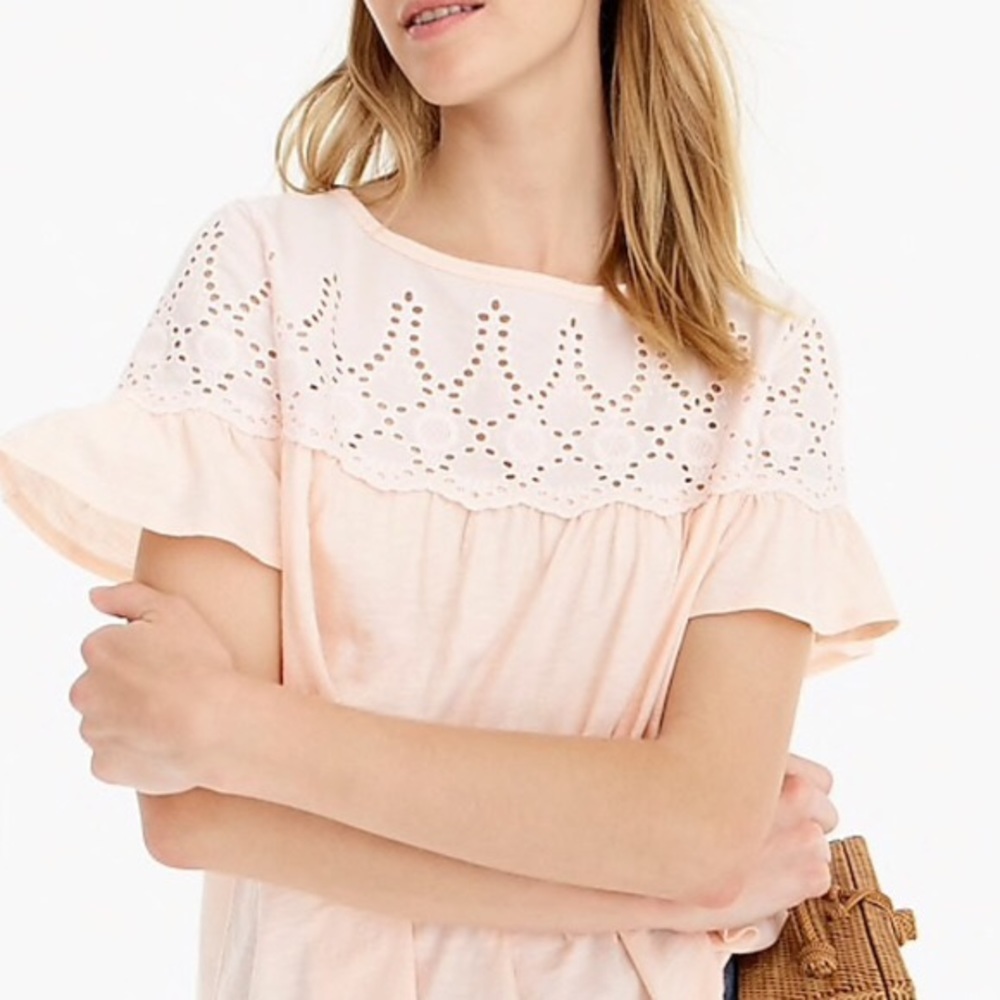 NEW J.Crew Eyelet Top in Vintage Cotton Pale Pink